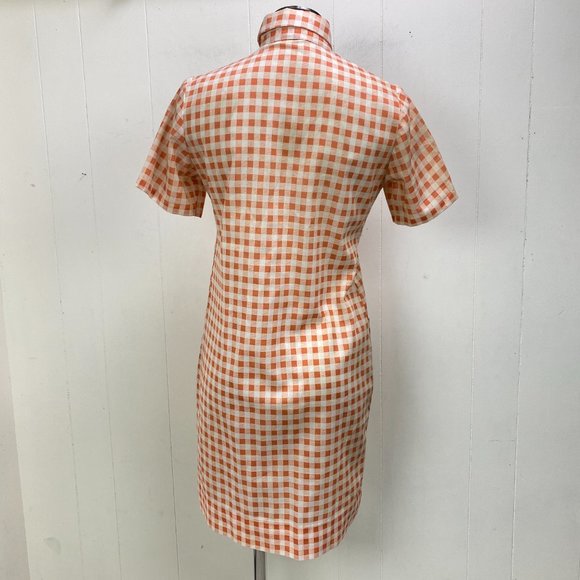 Vintage Sears Peach White Gingham Dress - Picture 8 of 10